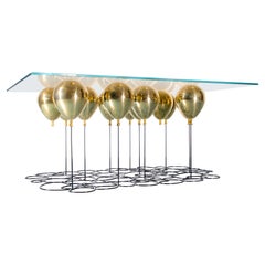Round, Balloon Coffee Table in Gold & Black