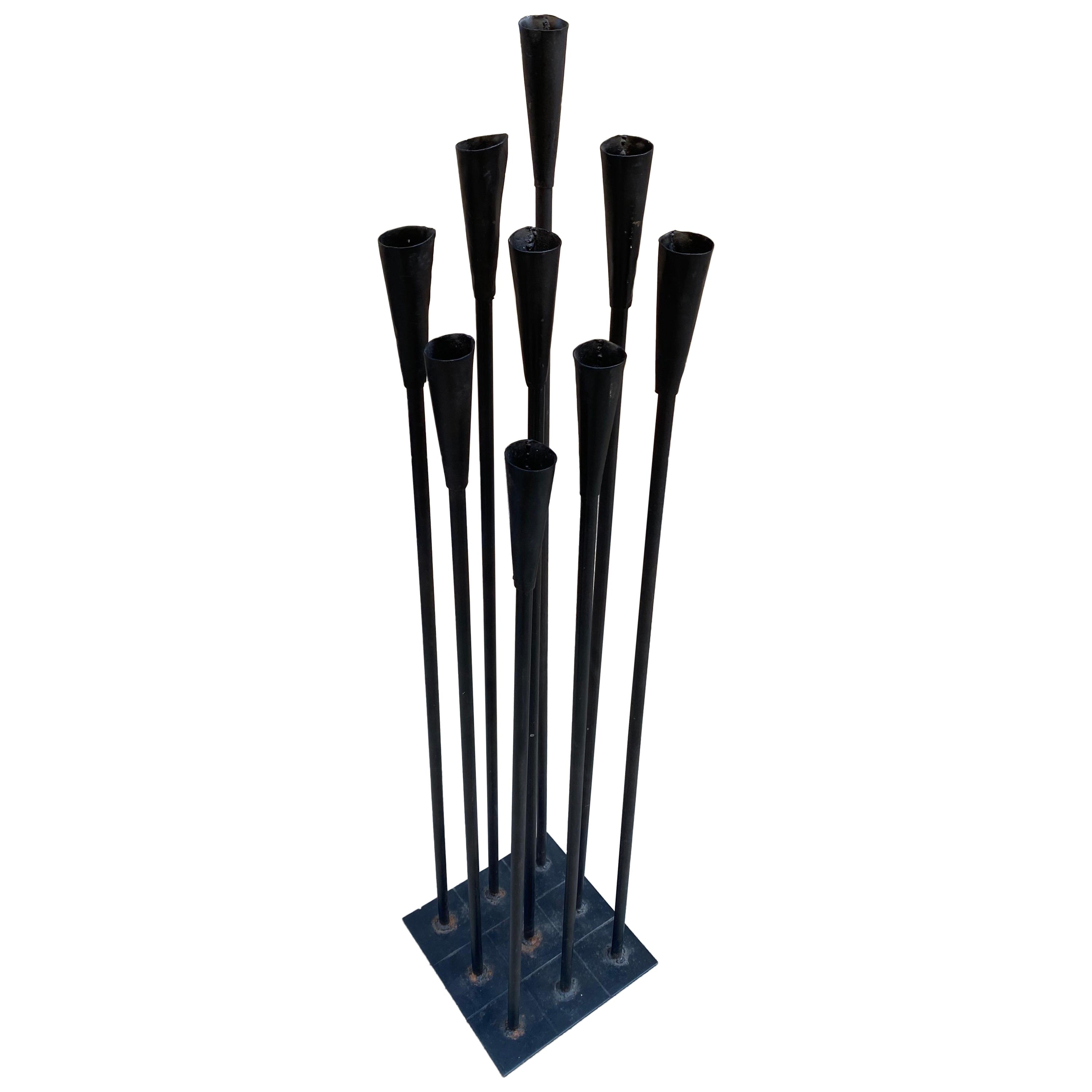 Iron Candle Stand in the Style of Harry Bertoia