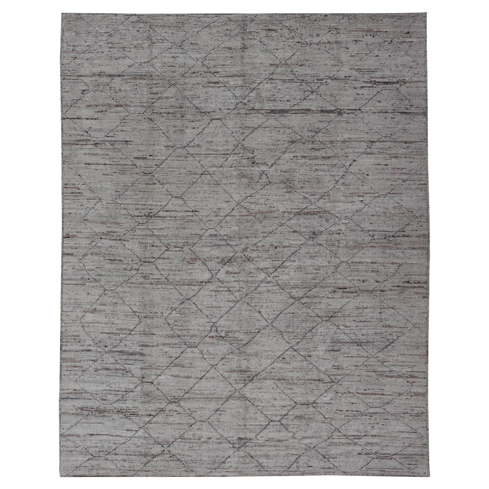 Modern Casual Tribal Rug in Wool with Diamond Design by Keivan Woven Arts 