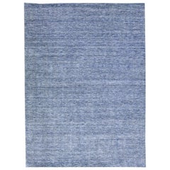 Blue Modern Apadana's Groove Bamboo/Silk Handmade Rug