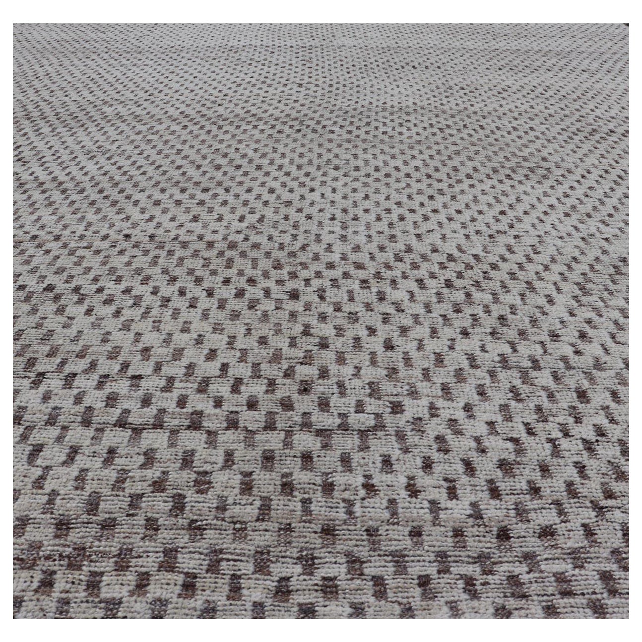 Modern Hand-Knotted Rug in Wool with All-Over Geometric Checkerboard Design For Sale