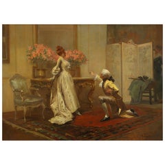 Albert Ludovici, Mid-19th Century Oil Painting "L"Inamorata"