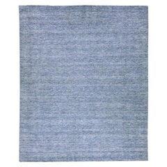 Modern Apadana's Groove Bamboo / Silk Blue Handmade Oversize Rug