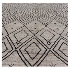 Tappeto tribale marocchino moderno in lana con disegno geometrico a diamante