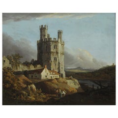 Antique George Arnald, 19th Century Oil Painting, "Eagle Tower, Caernarvon Castle"