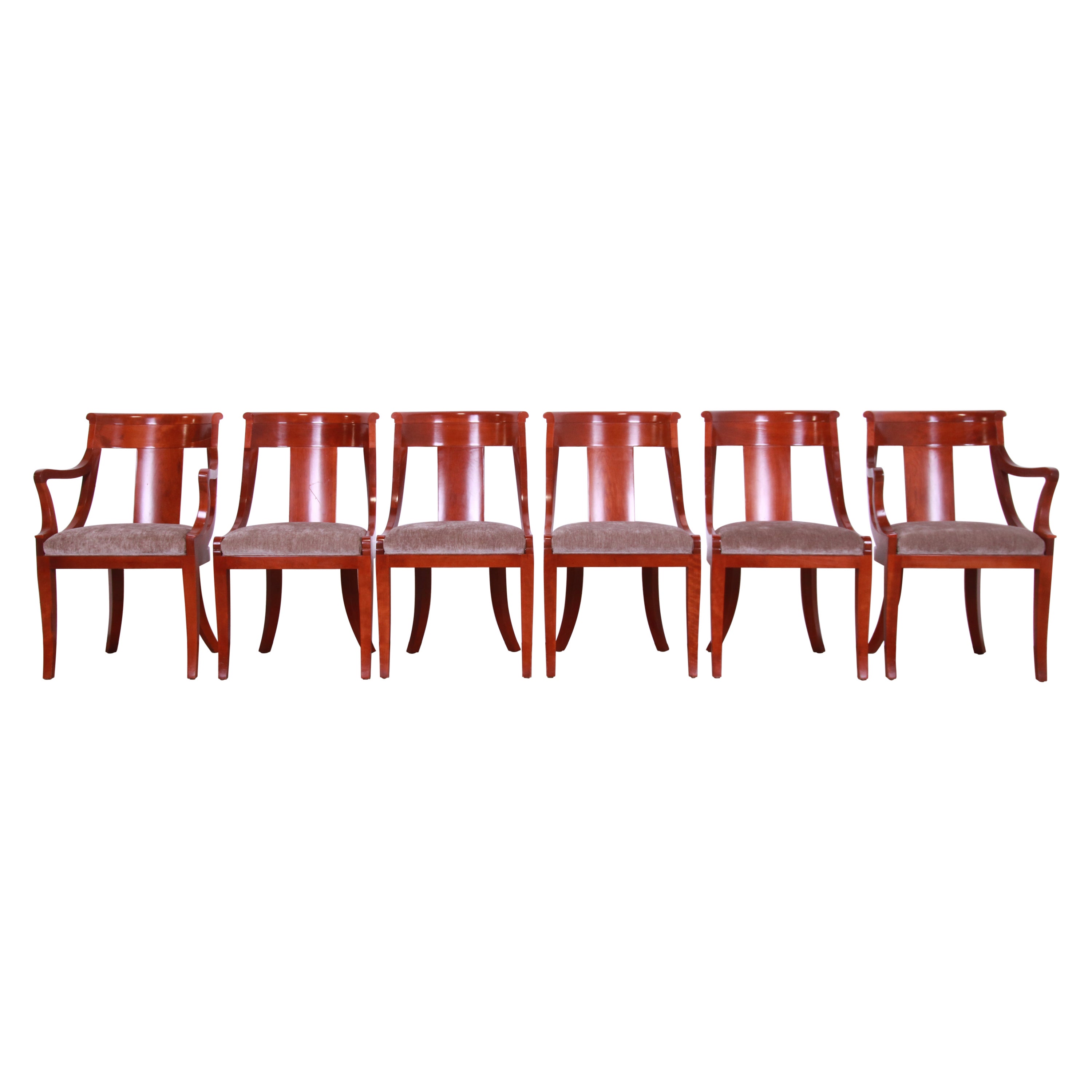 Chaises de salle à manger Regency en cerisier massif, ensemble de six, Baker Furniture