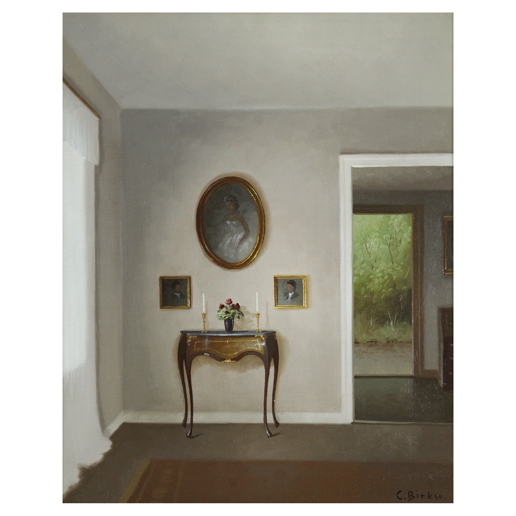 20th Century, Oil Painting Interior Biedermeier Room For Sale at 1stDibs