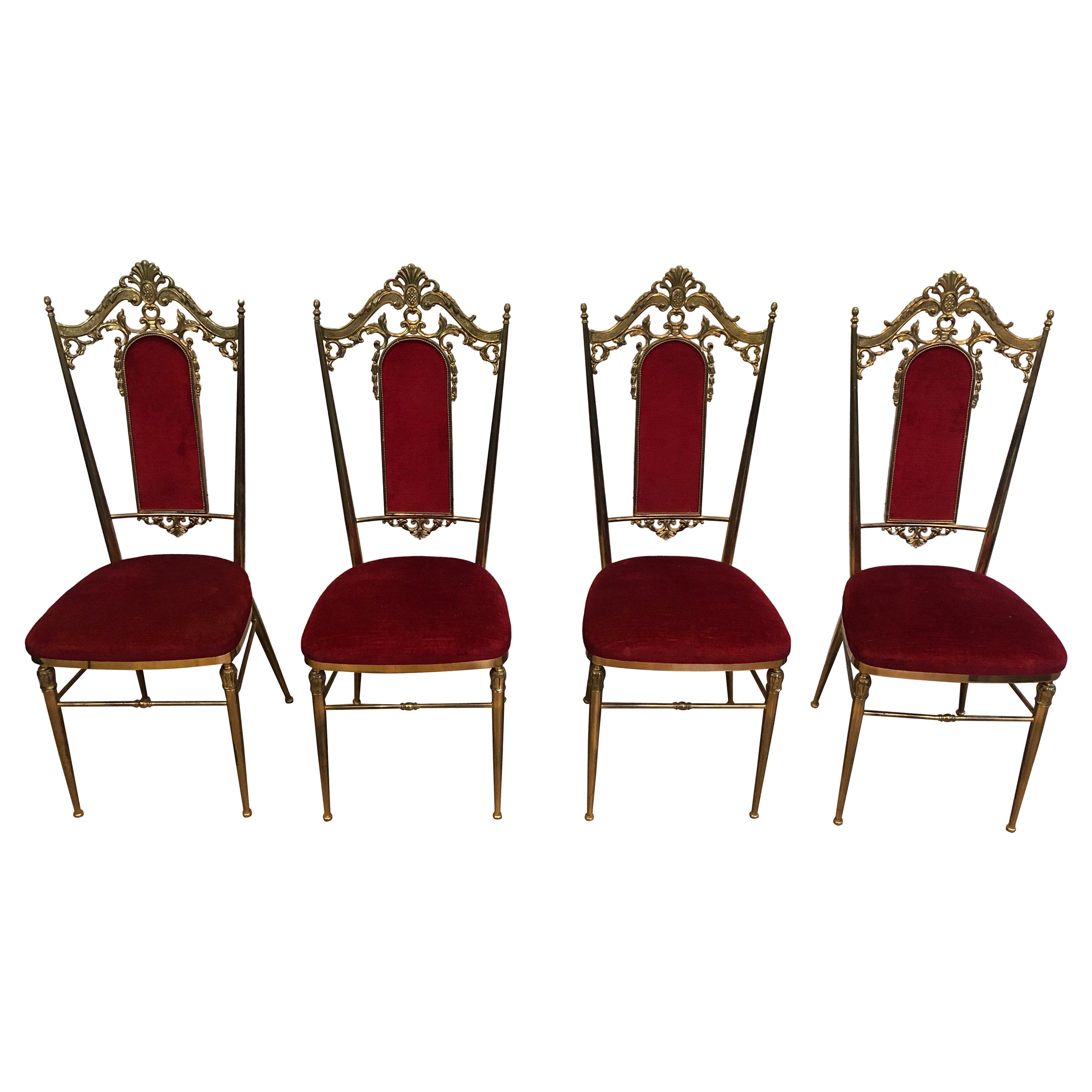 Brass and Red Velvet Chiavari Chair, circa 1940 For Sale at 1stDibs