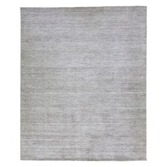 Gray Modern Apadana's Groove Bamboo/Silk Handmade Oversize Rug