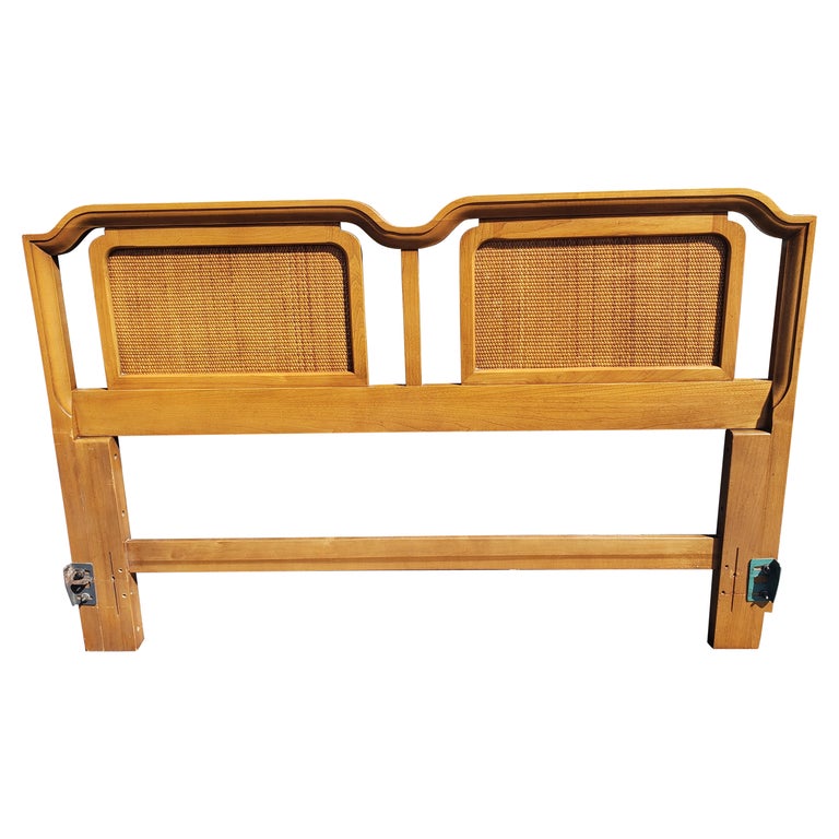 Pennsylvania House Solid Walnut and Cane Panels Queen Full Size Headboard C.1970 For Sale at 1stDibs