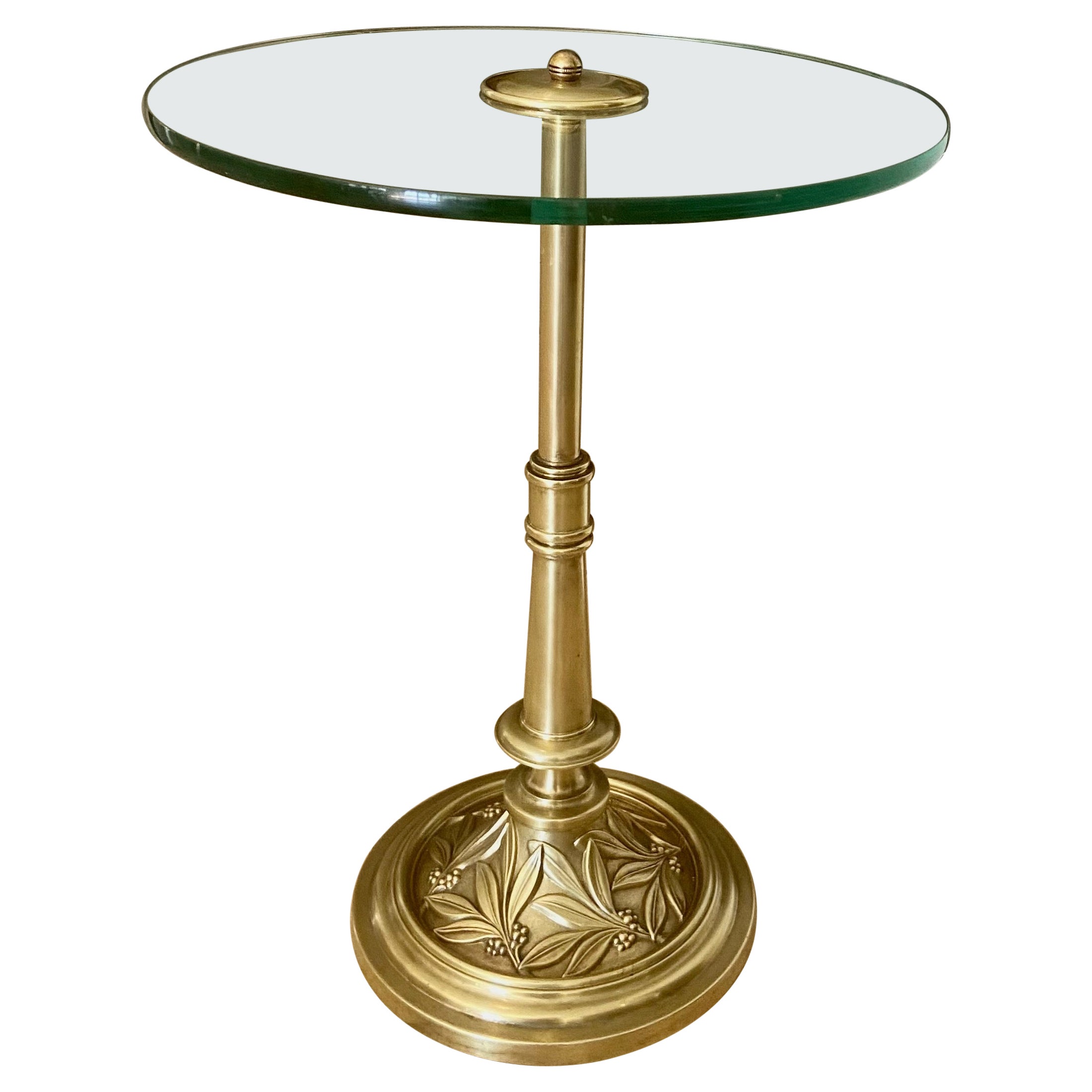 Brass Round Side End Table For Sale