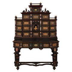 Italian 19th Century Baroque St. Ebonized Fruitwood and Ormolu Specimen Cabinet