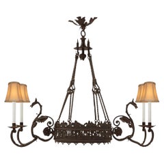 Antique French 19th Century Renaissance St. Wrought Iron Chandelier