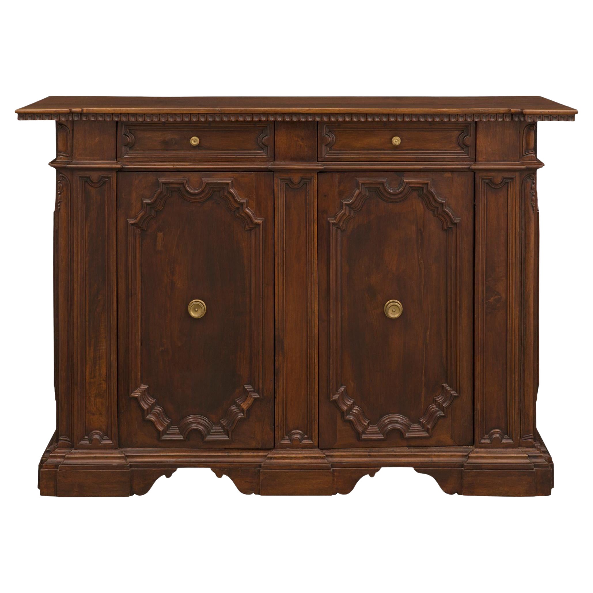 Italian Early 18th Century Baroque Period Walnut Buffet For Sale