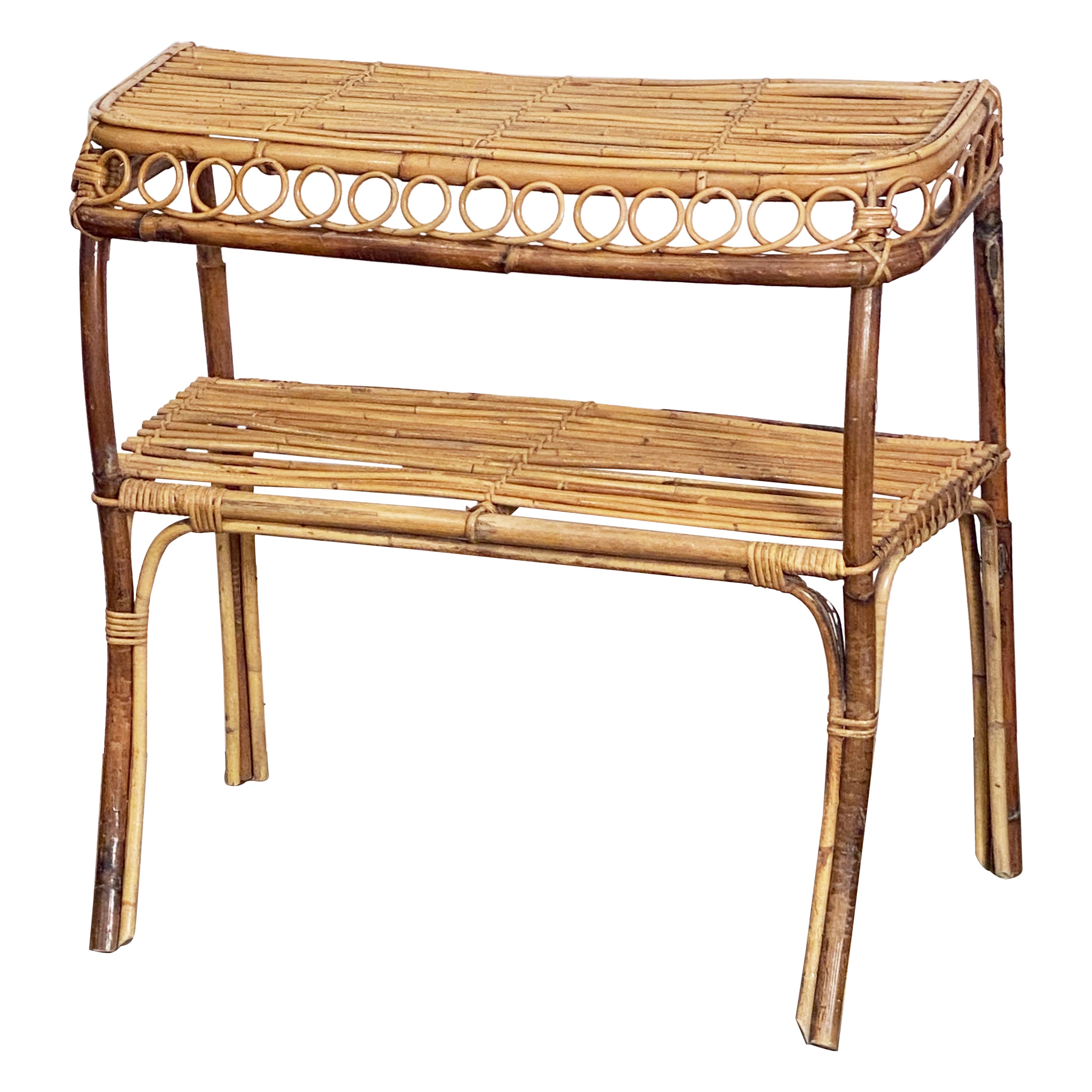 Italian Bar or Console Table of Cane, Bamboo, and Rattan