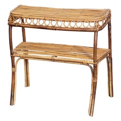 Vintage Italian Bar or Console Table of Cane, Bamboo, and Rattan