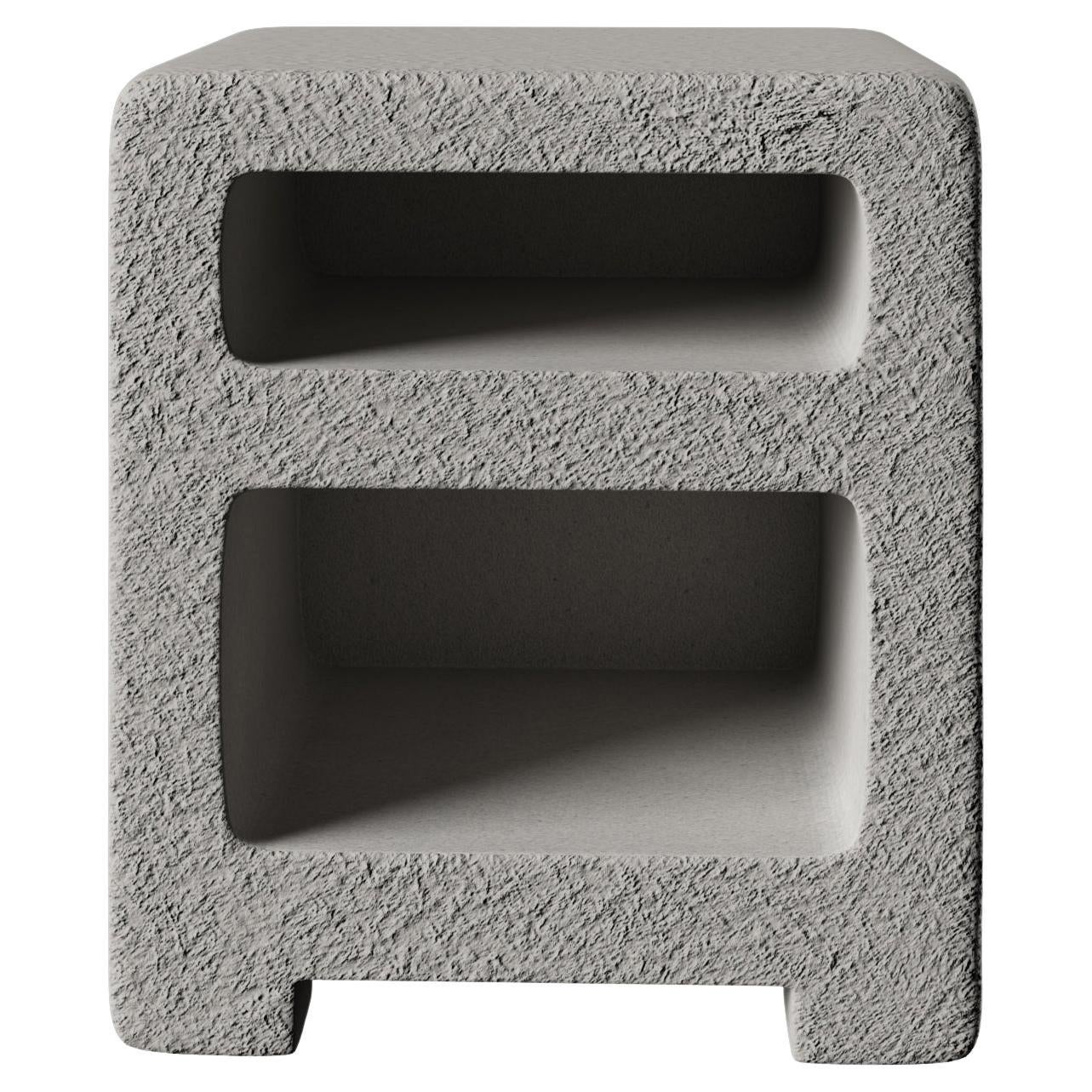 Rocky Nightstand in Grey Cement Texture For Sale