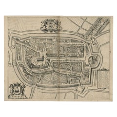 Antique Map of the City of Franeker by Janssonius, 1657