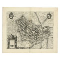 Carte ancienne de la ville de Geldern par Blaeu, 1649