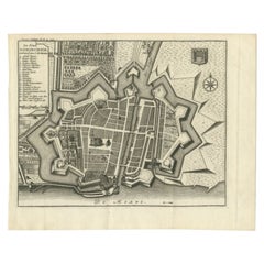 Antique Map of the City of Gorinchem by Tirion, 1744