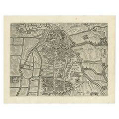 Antique Map of the City of Groningen by Orlers, 1615