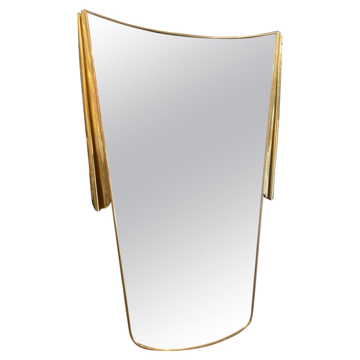 Magnifique miroir en laiton du milieu du siècle, Italie