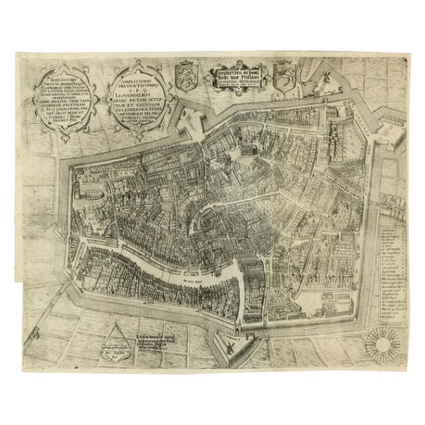 VeryRare Antique Map Of Leeuwarden Friesland The Netherlands By P veryrare-antique-map-of-leeuwarden-friesland-the-netherlands-by-p