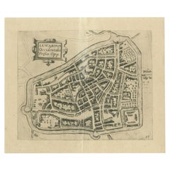 Mapa antiguo de la ciudad de Leeuwarden por Guicciardini, 1613