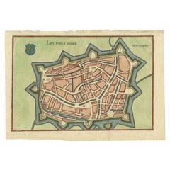 Antique Map of the City of Leeuwarden by Merian, 1659