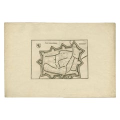 Antike Karte der Stadt Leeuwarden von Merian, 1659