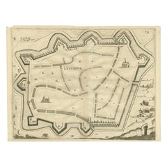 Carte ancienne de la ville de Leeuwarden par Priorato, 1673