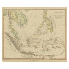 Carte ancienne des Indes orientales par Walker, vers 1840