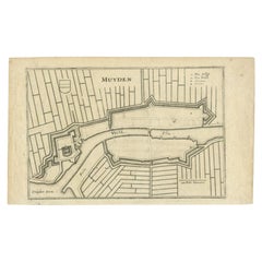 Antique Map of the City of Muiden by Merian, 1659