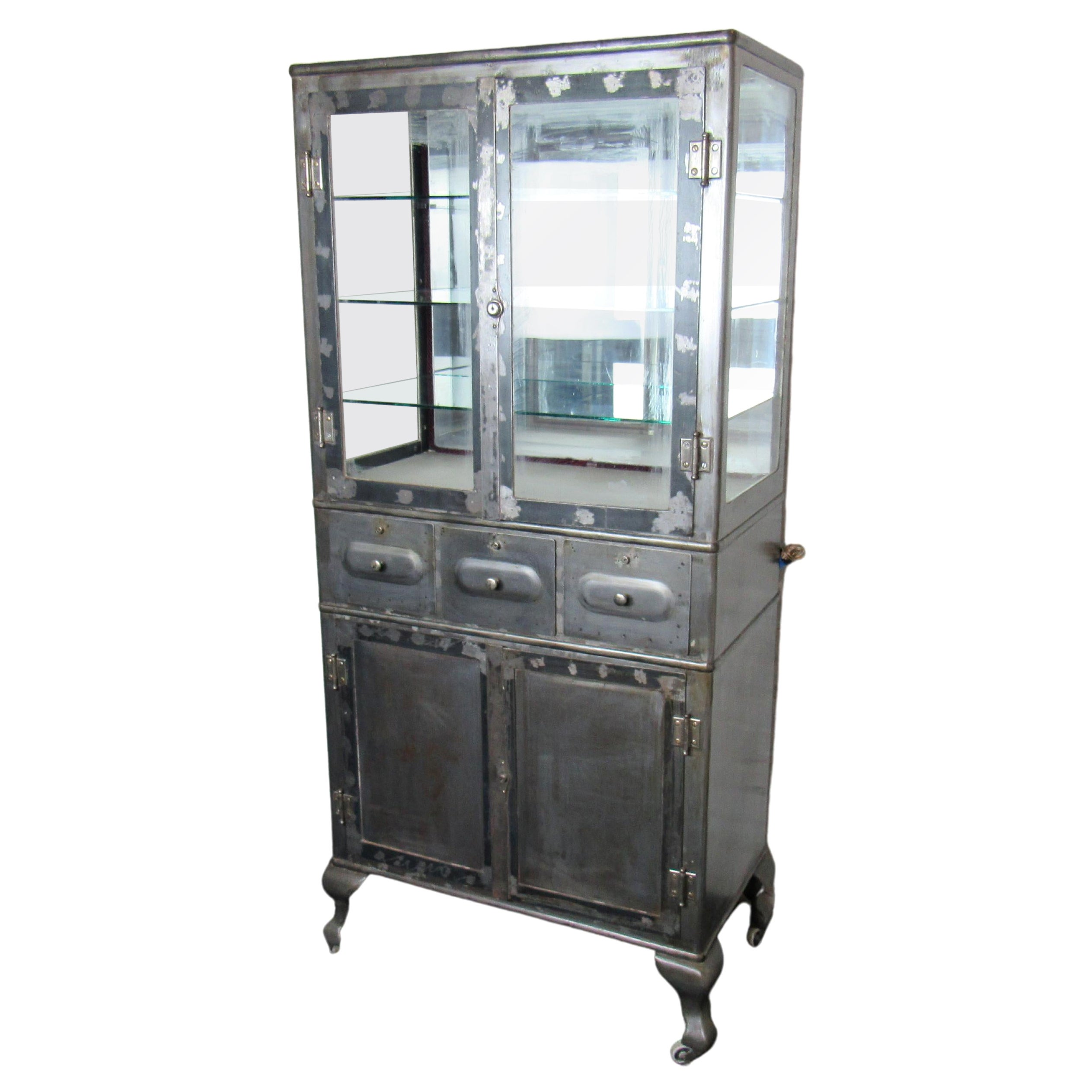 Vintage Industrial Metal Display Cabinet