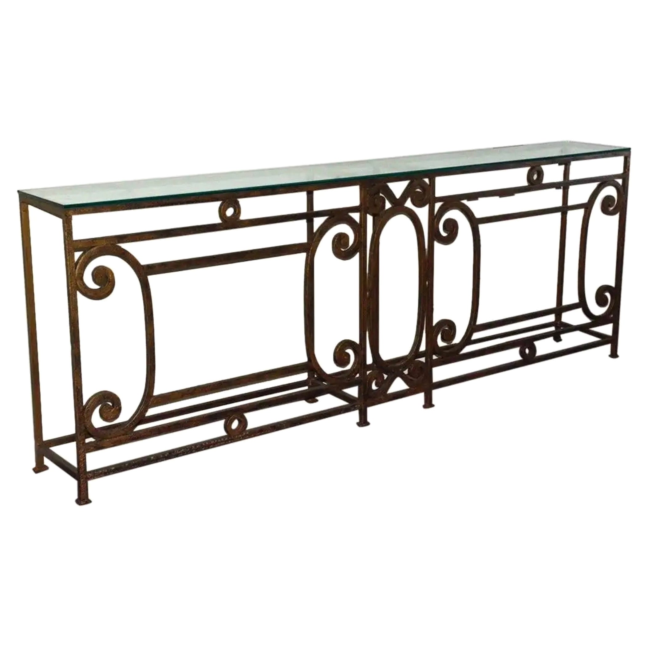 Custom Baroque-Style Wrought Iron Console Table or Server Base For Sale