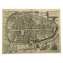 Antike Karte der Stadt Rotterdam von Guicciardini, um 1600