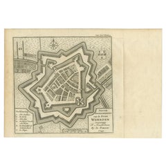 Antike Karte der Stadt Woerden von Tirion, um 1750