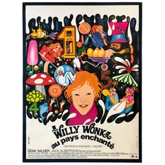 Willy Wonka Large Giant French Film Movie Poster, Bacha, 1971, Linen Backed
