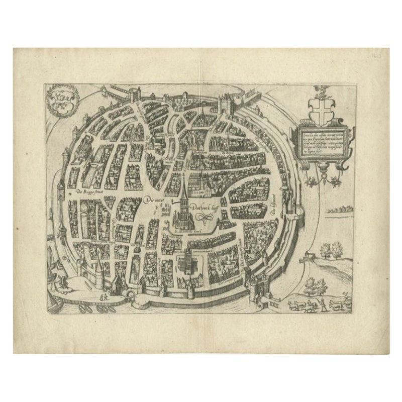 Antike Karte der Stadt Zwolle von Guicciardini, 1613