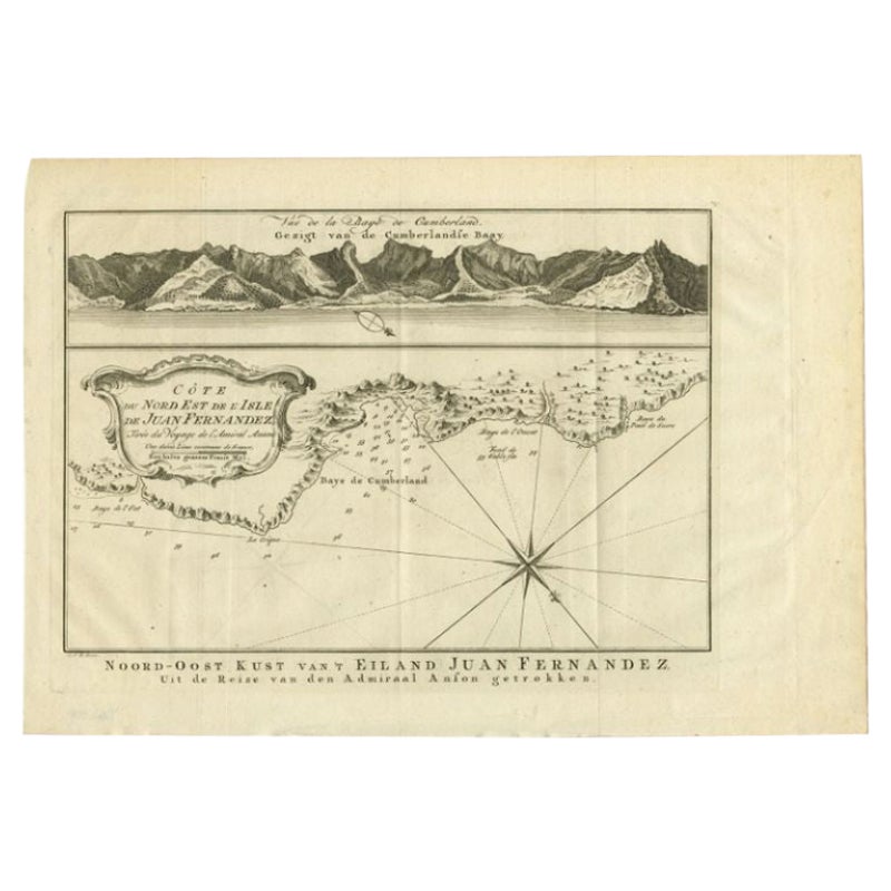 Antique Map of the Coast of Juan Fernandez by Van Schley, 1757 For Sale
