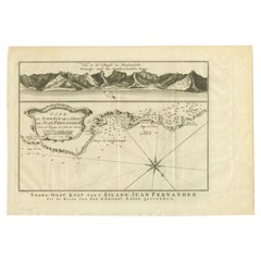 Antique Map of the Coast of Juan Fernandez by Van Schley, 1757