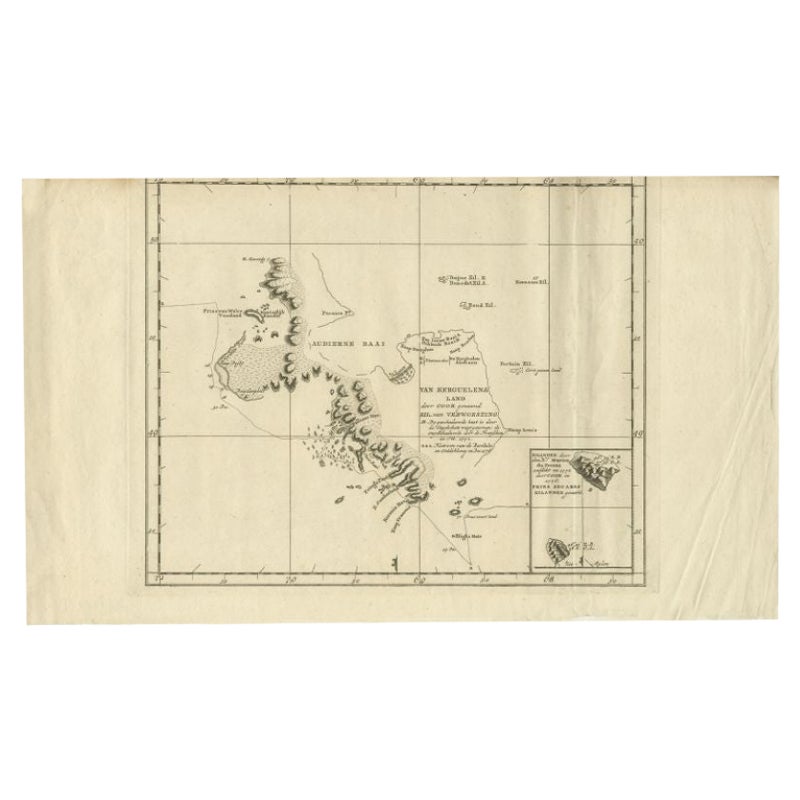 Antique Map of the Coast of Kerguelens Island by Cook, 1803 For Sale