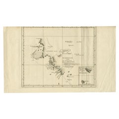 Antique Map of the Coast of Kerguelens Island by Cook, 1803