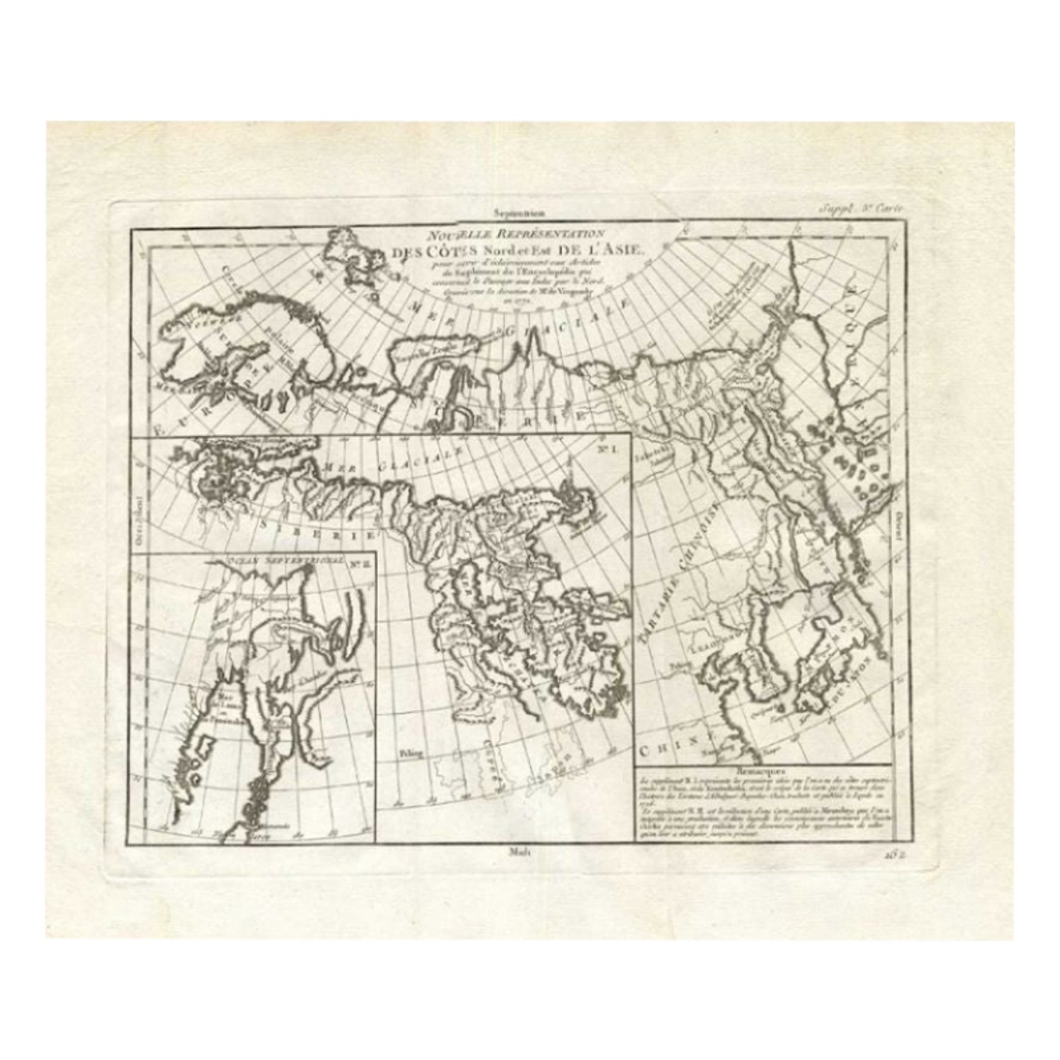 Antique Map of the Coast of North and East Asia by Diderot, 1751 For Sale  at 1stDibs