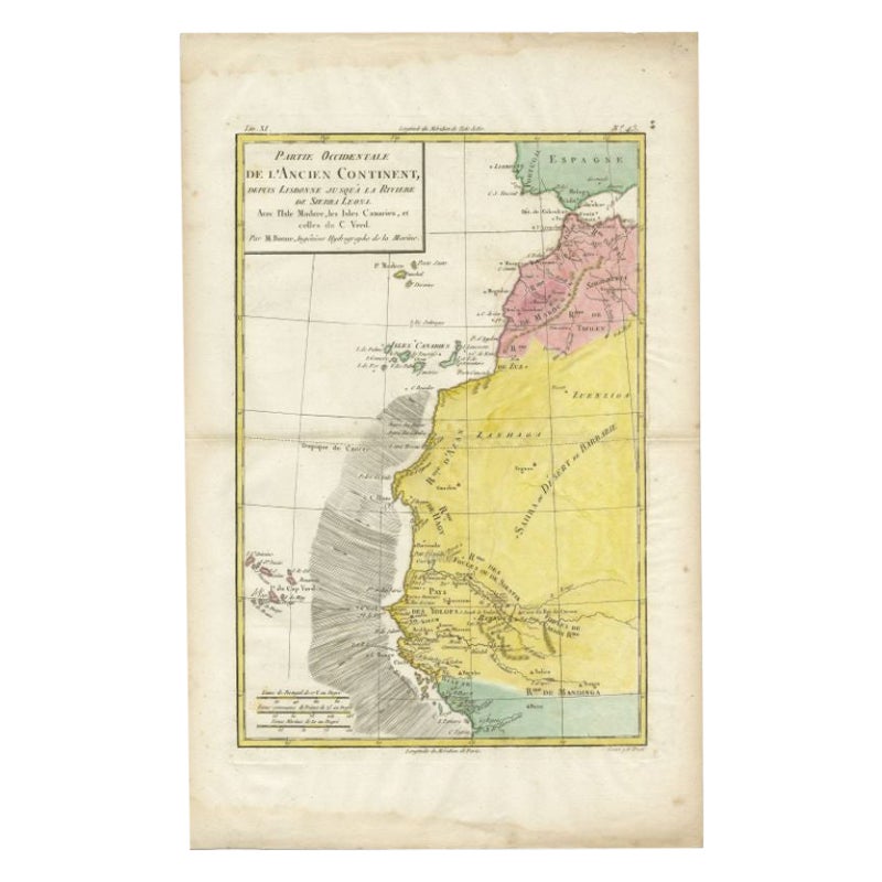 Antique Map of the Coast of Northwest Africa by Dien, 1820 For Sale