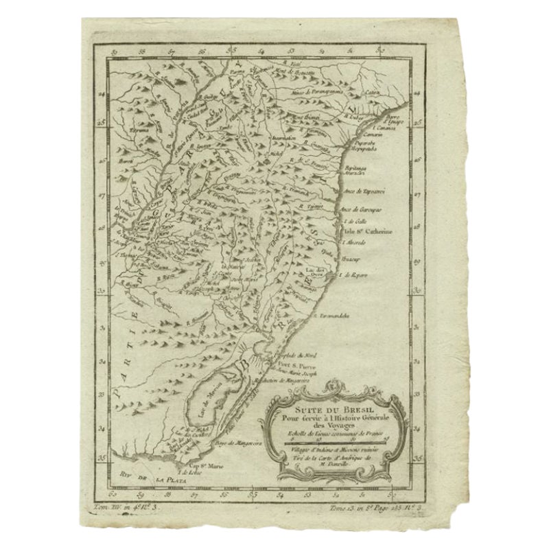 Antike Karte der Küste Süd Brasiliens von Bellin, um 1755 im Angebot