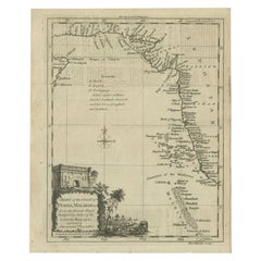 Carte ancienne de la côte de l'Asie du Sud-Ouest par Kitchin, vers 1770