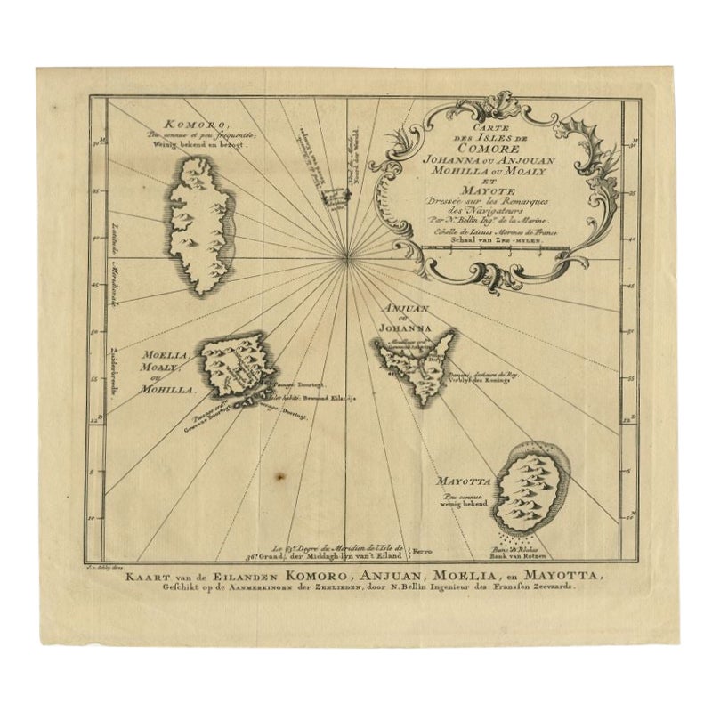 Comore Island Original Antique Engraving by Van Schley, 1749