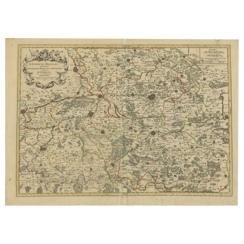 Antique Map of the County of Hainaut by Jaillot, 1692 For Sale