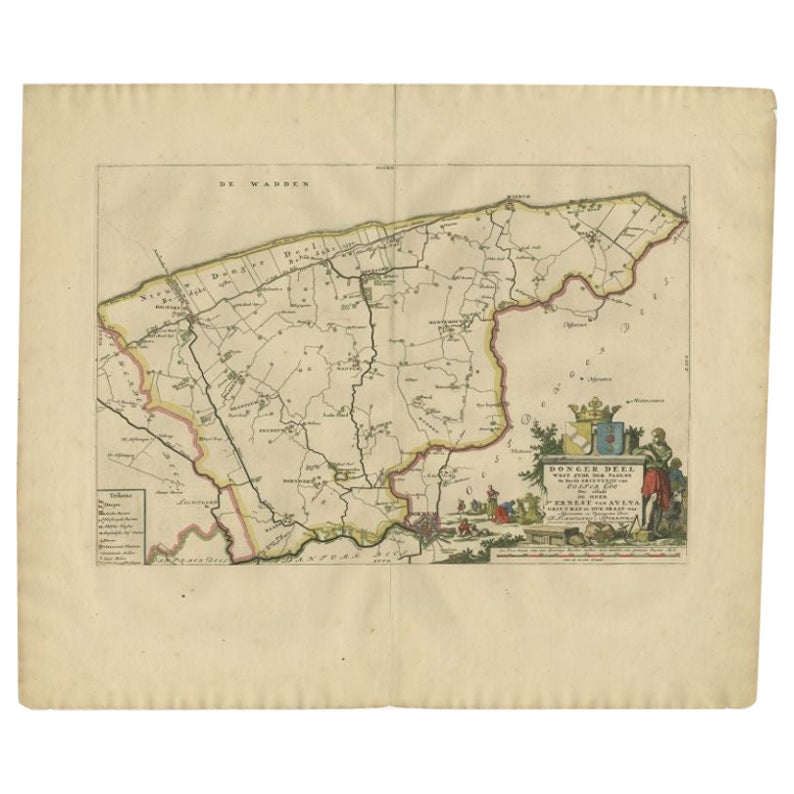 Antique Map of the Dongeradeel Township 'Friesland' by Halma, 1718 For Sale